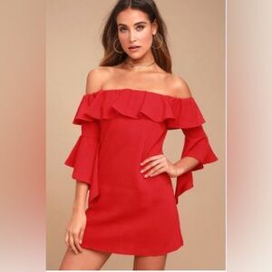 Red Off-the-Shoulder Mini Dress Size Medium